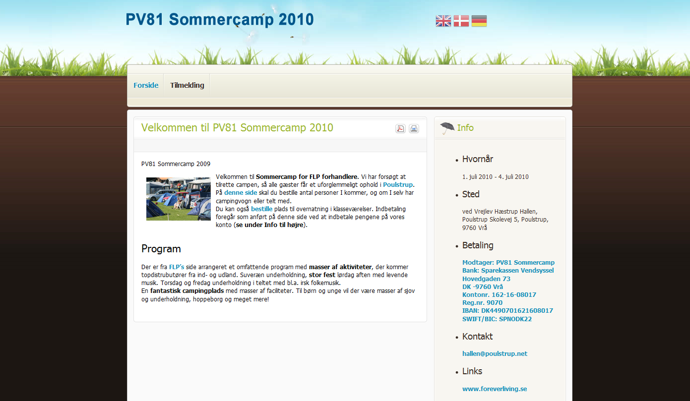 Hjemmeside for PV81 Sommercamp